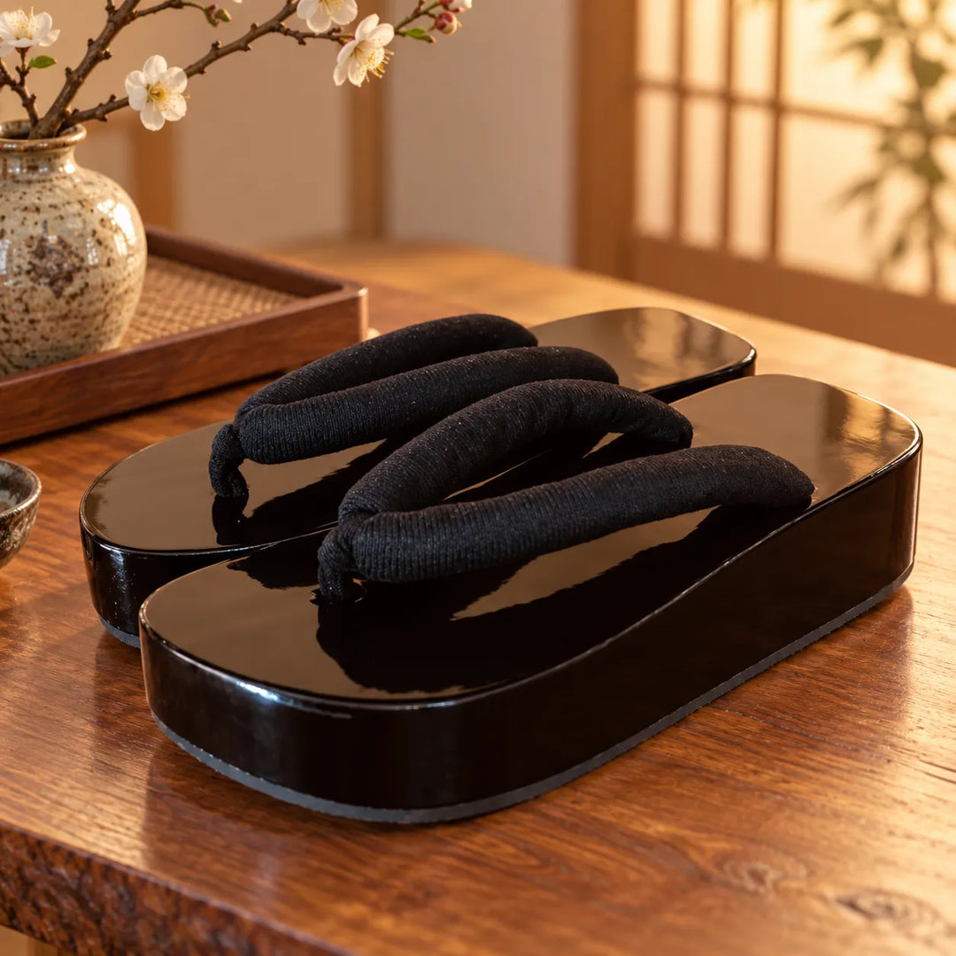 Sandales Geta Noires Brillantes Belles