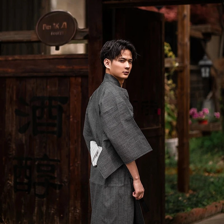 Grey Japanese Kimono for Men