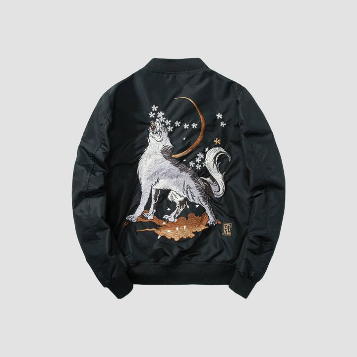 Japanischer Sukajan-gestickter Wolf