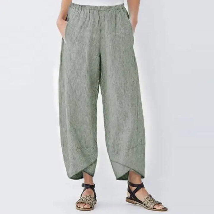 Pantalon Sarouel Japonais en Lin Vert Clair