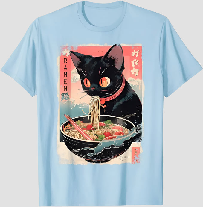 T-shirt Japonais Ramen Bleu Clair