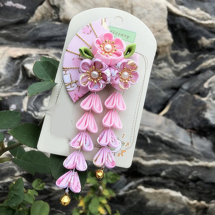 Épingle Japonaise en Tissu à Fleurs