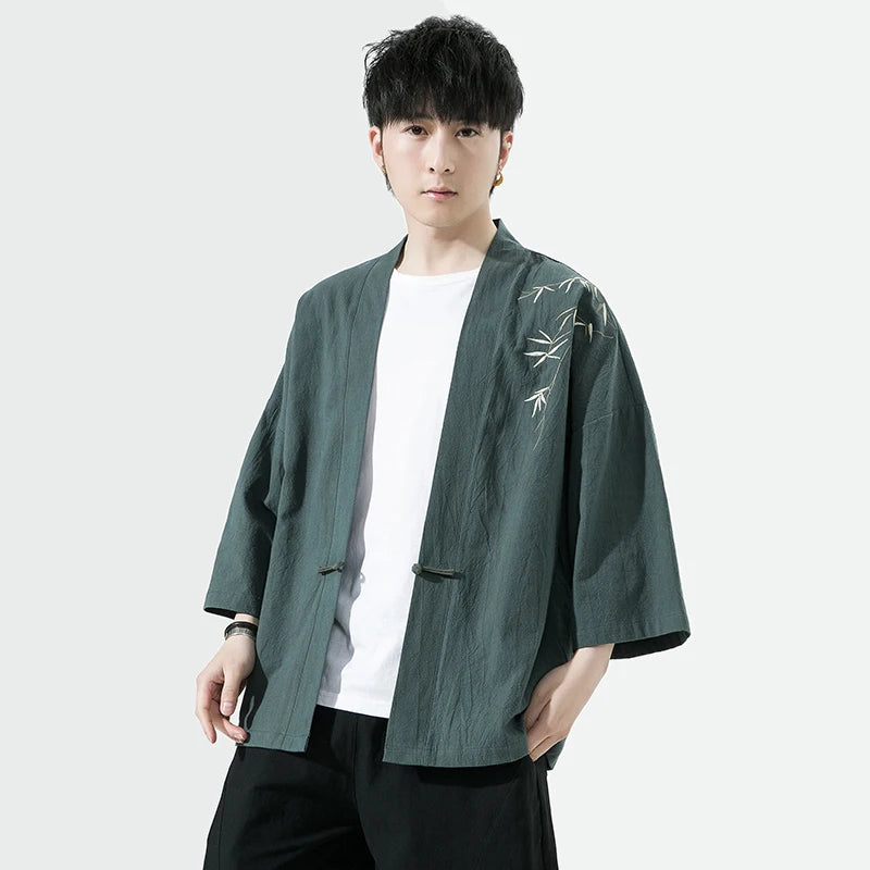 Veste Kimono Homme Brodée Élégant