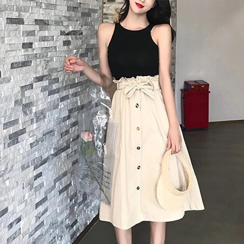 Jupe Japonaise Boutonnée Blanc