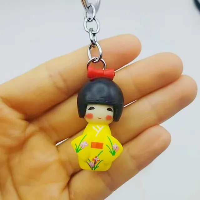 Porte-clef Japonais style KOKESHI jaune