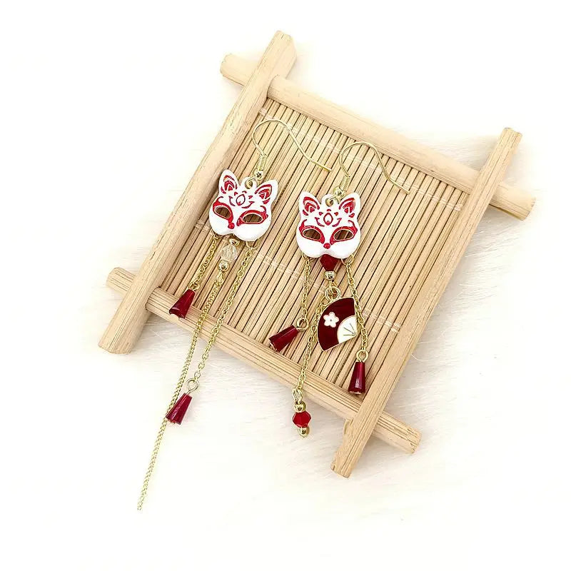 Japanese Fox Mask Earrings