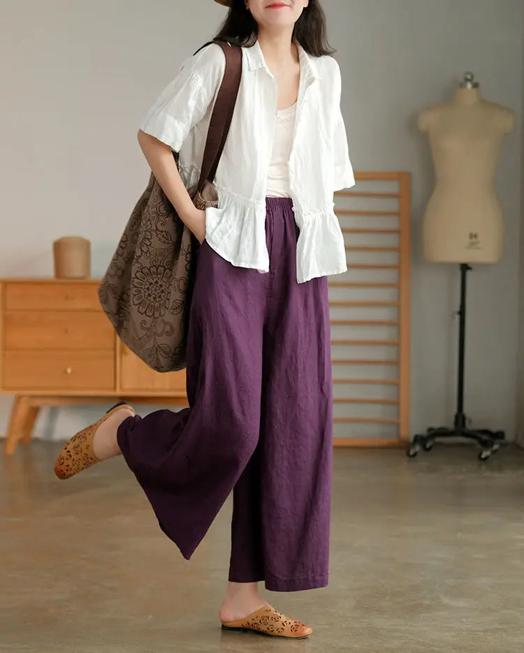 Pantalon Large Japonais Femme Violet