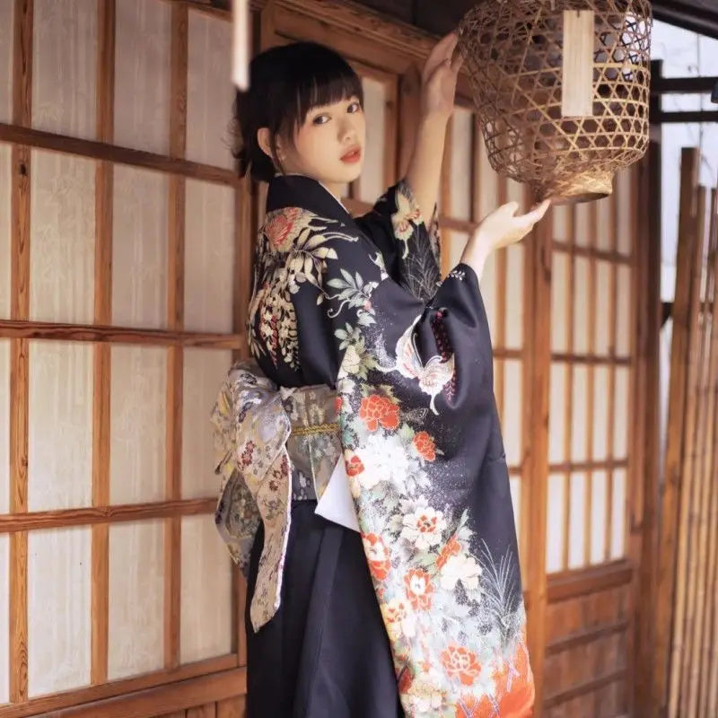 Kimono Japonais Ancien Noir