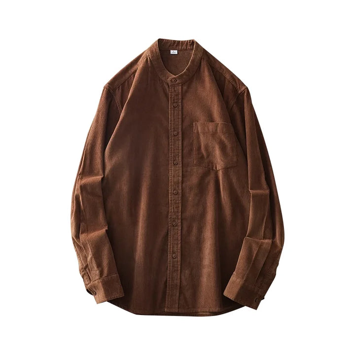 Chemise Japonaise En Velours Côtelé Marron 