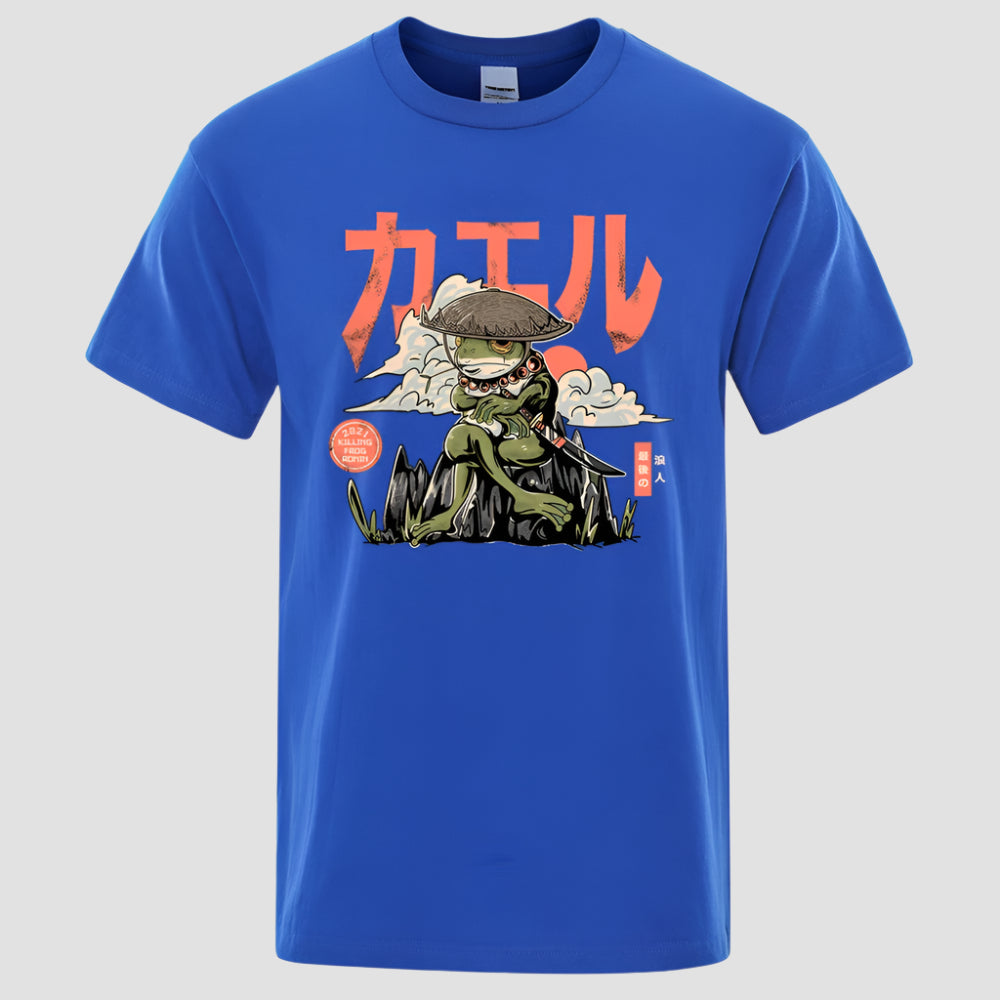 T-shirt Japonais Confortable Bleu