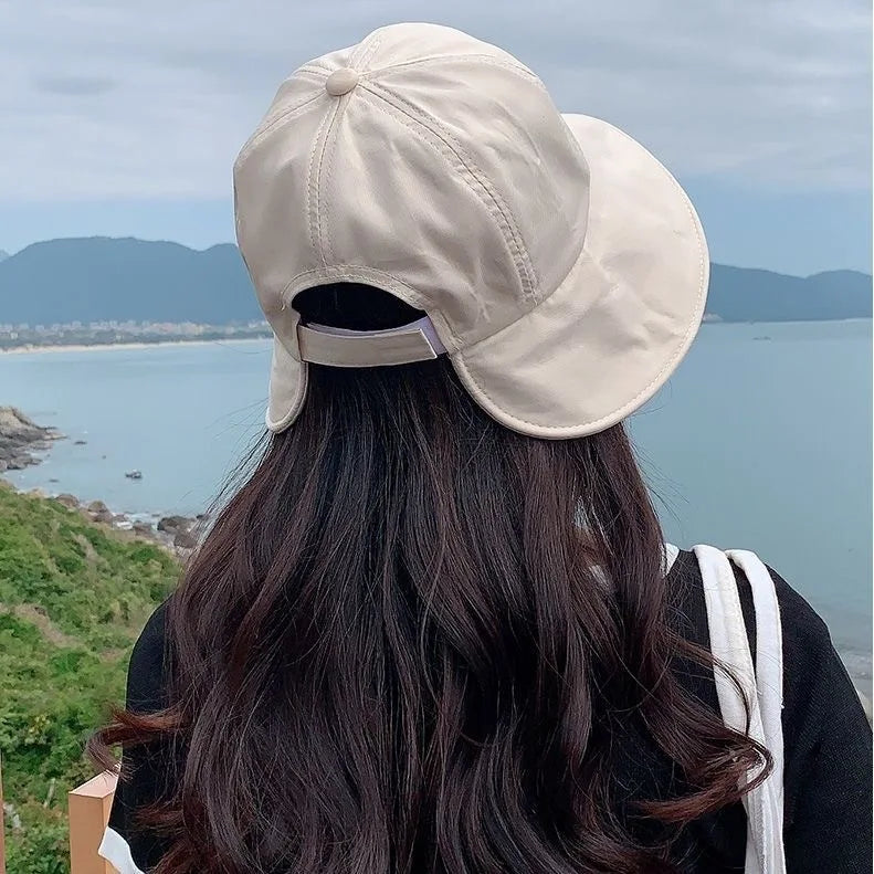 Chapeau Japonais à Large Bord Réglable Beige