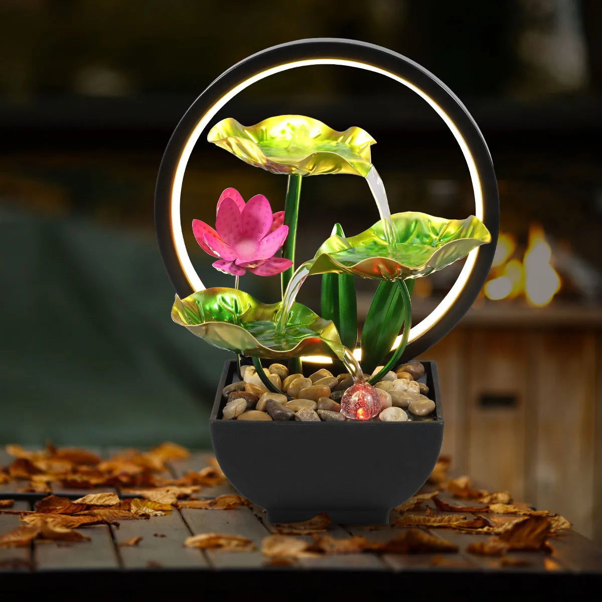 Fontaine Décorative D'Intérieur/Extérieur Avec Fée Et LED - 230V, Pompe 3,2W - Pour Jardin, Terrasse, Salon - 7