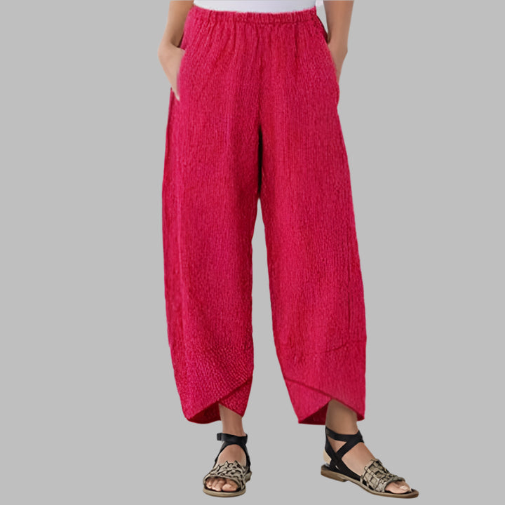 Pantalon Sarouel Japonais en Lin Rose
