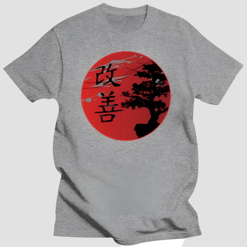 T-shirt Japonais Casual Gris