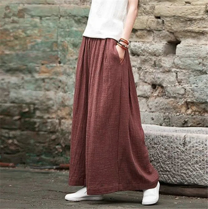 Pantalon Japonais Femme Large Marron