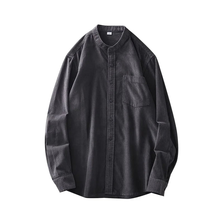 Chemise Japonaise En Velours Côtelé Gris foncé 