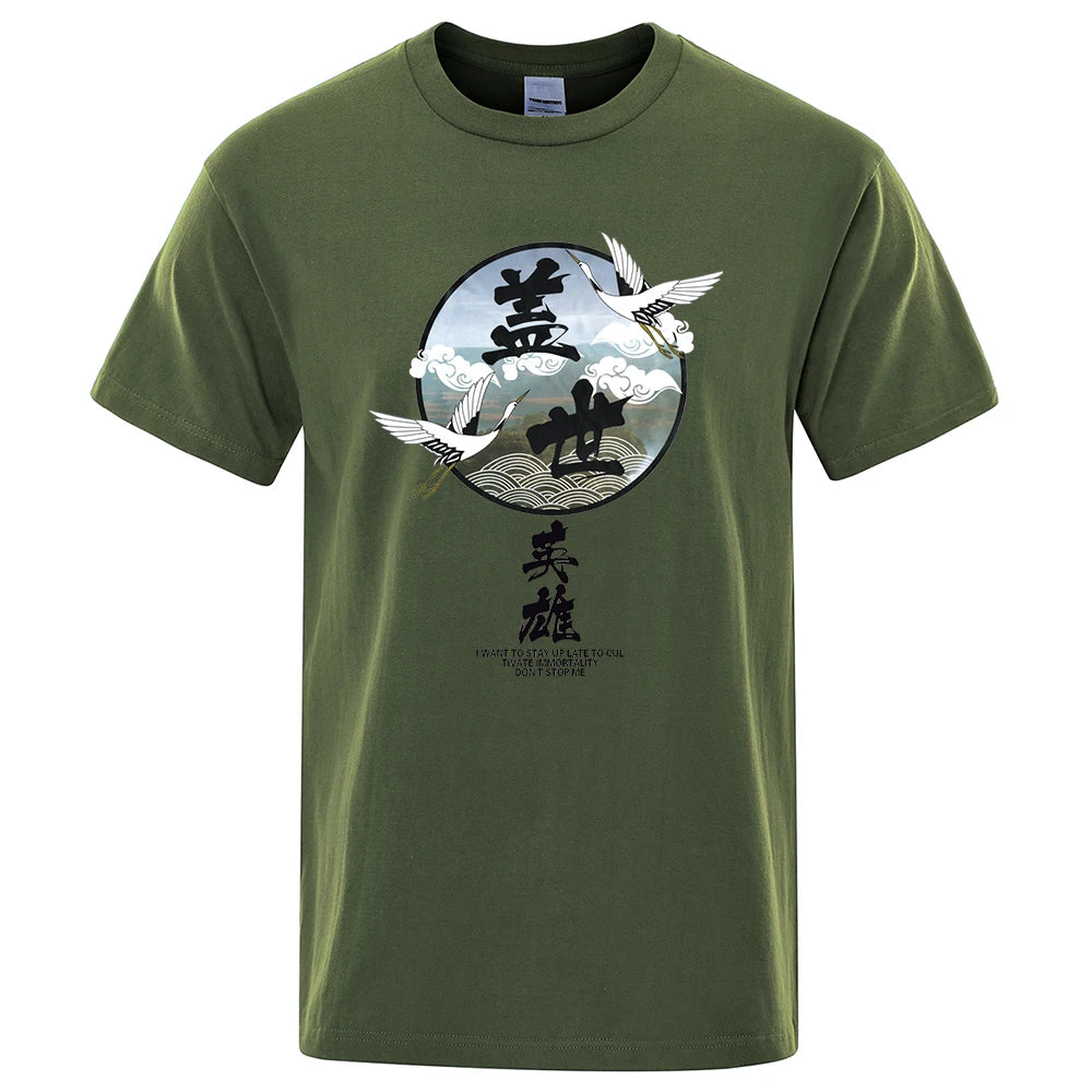 T-shirt Motif Japonais Homme vert