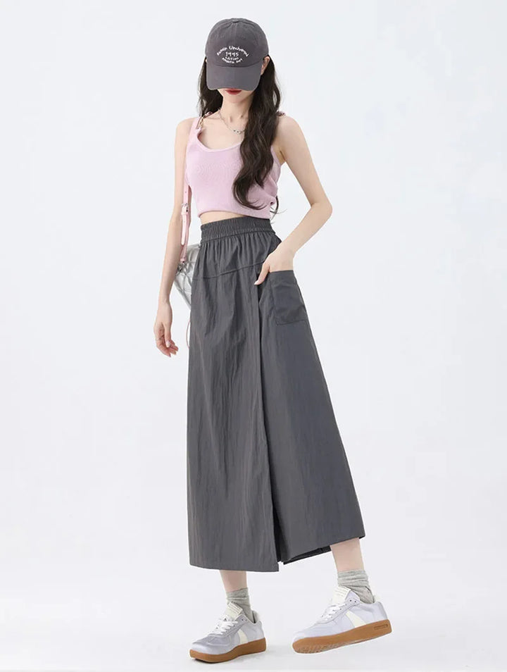 Pantalon Jupe Japonais Femme Gris