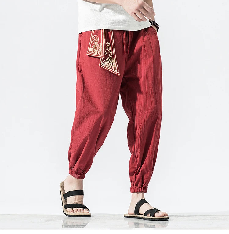 Pantalon Ample Japonais brodé