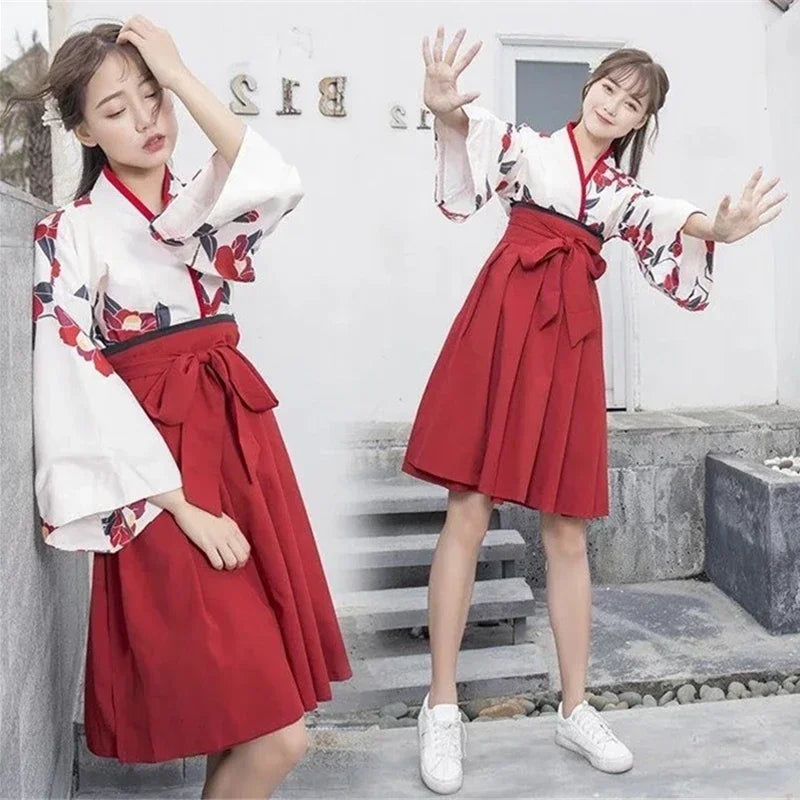 Jupe Japonaise de Kimono Rouge courte