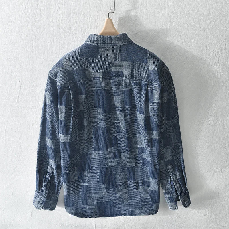 Chemise À Carreaux Japonaise Bleu 