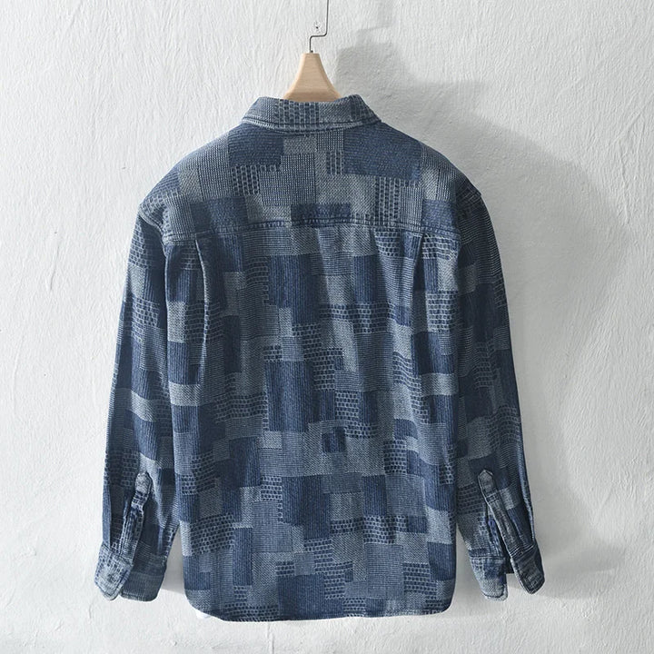 Chemise À Carreaux Japonaise Bleu 