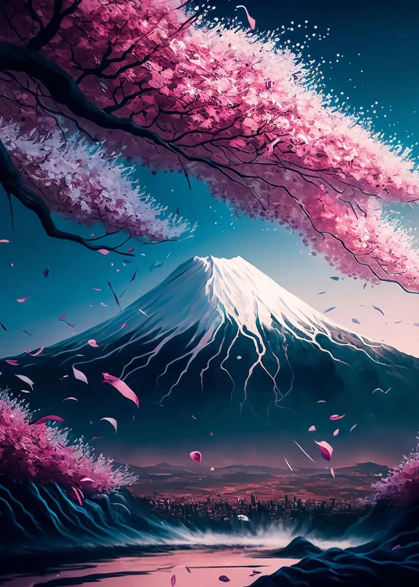 Tableau Japonais Mont Fuji sakura