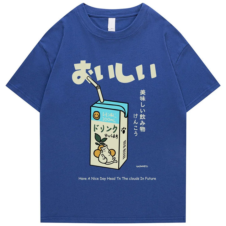 T-shirt Japonais Milk Bleu