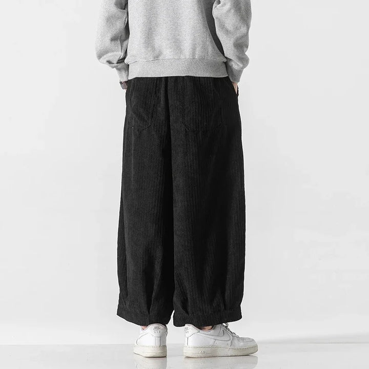Pantalon Japonais Ample en Velours Côtelé
