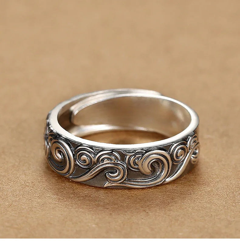 Bague vague japonaise en argent 