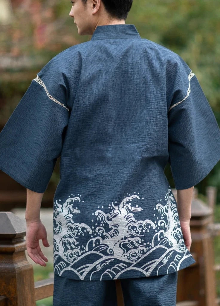 Jinbei Kanagawa Homme Motifs Vague