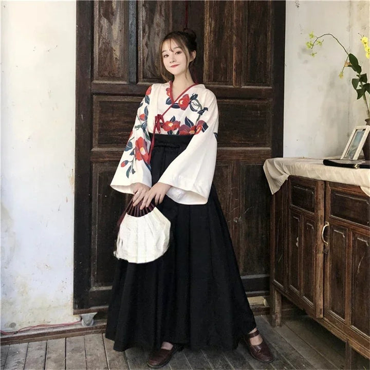 Jupe Japonaise de Kimono Noire Longue