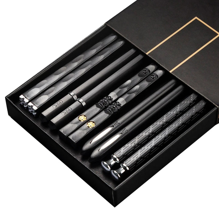 Coffret de Baguettes Japonaises de Luxe Noir