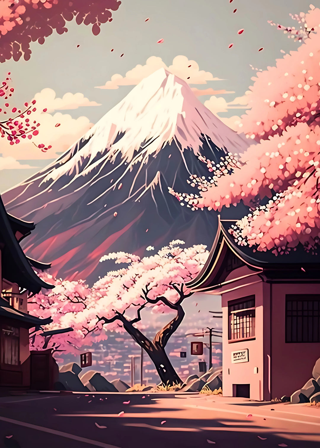 Tableau Japonais Montagne Fuji ville