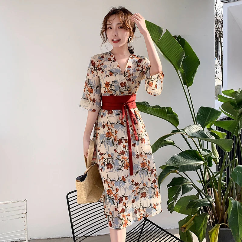 Robe Style Japonais Floraux