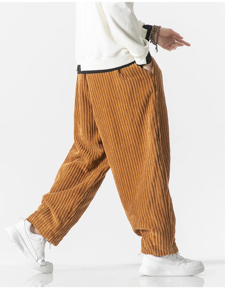 Pantalons Japonais en Velours Côtelé Streetwear