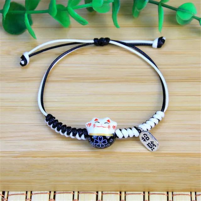 Bracelet Chat Japonais noir blanc