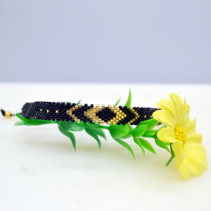 Set De Bracelets Miyuki Noir Et Doré épuré