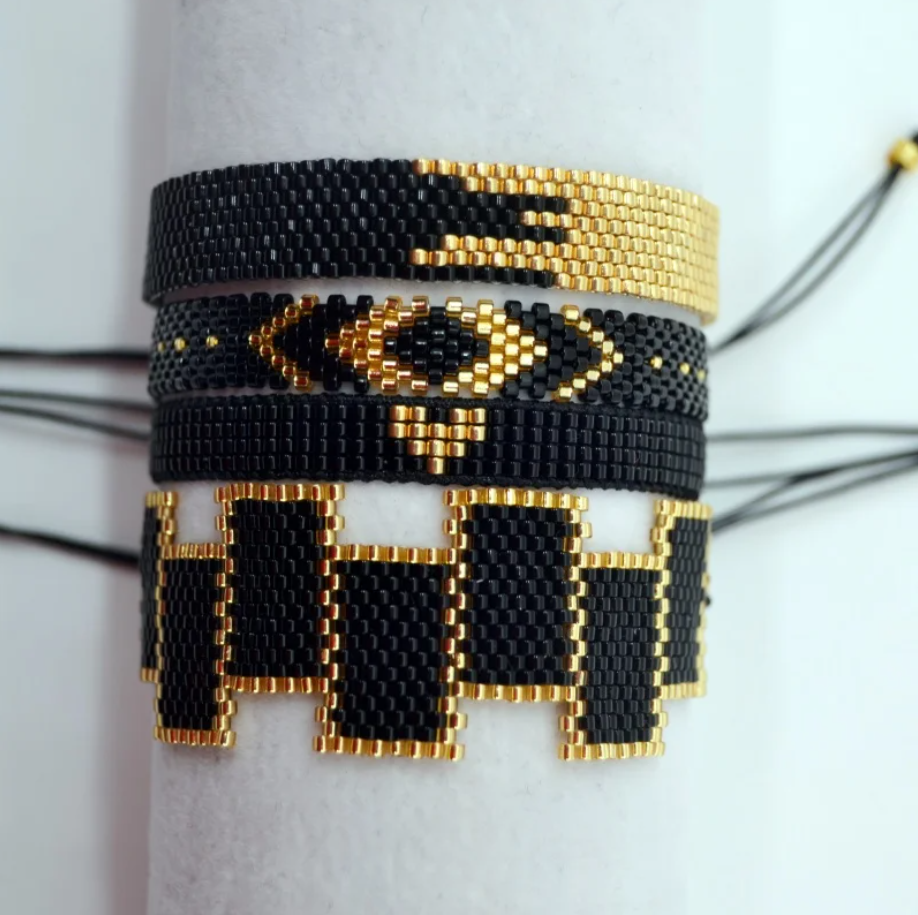  Set De Bracelets Miyuki Noir Et Doré tendance