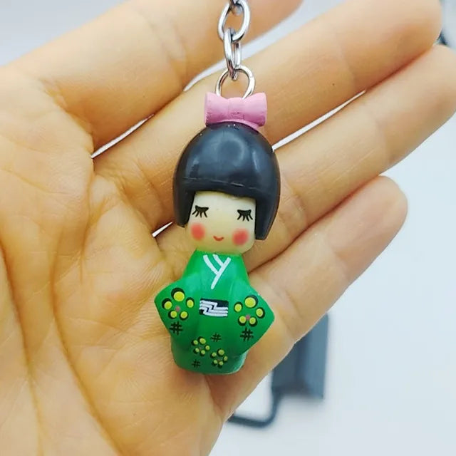 Porte-clef Japonais style KOKESHI vert