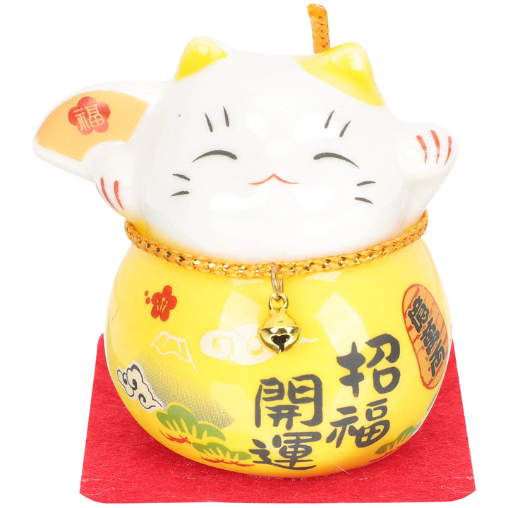 Porte bonheur japonais maneki neko jaune 