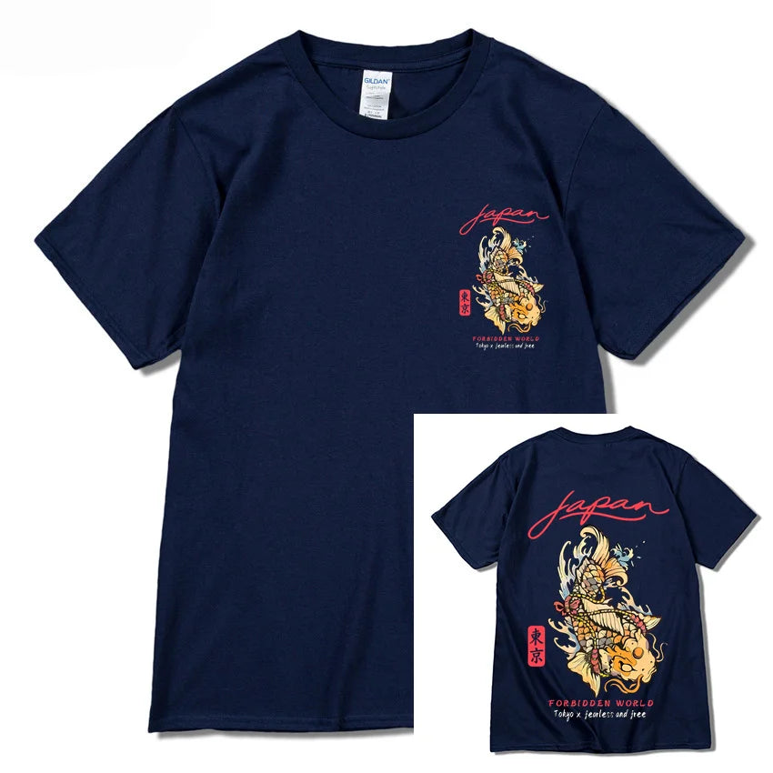 T-shirt Koï Japonais bleu marine