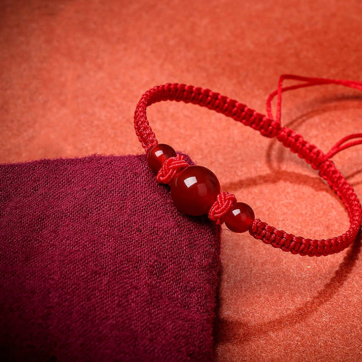 Bracelet Japonais tressé perles d'agate rouge