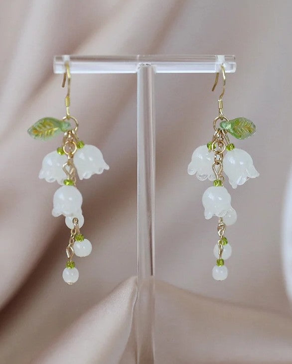 Japanese Lily of the Valley Flower Earrings