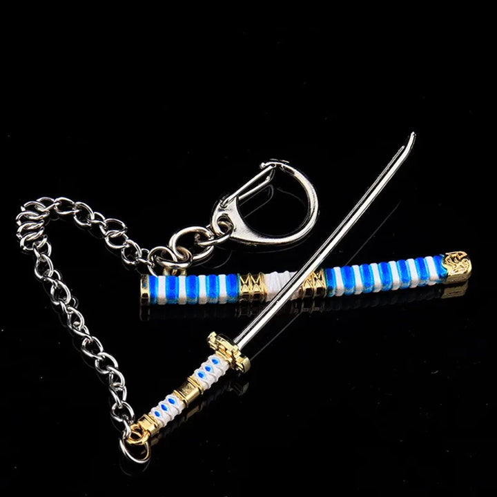 Porte-clés Japonais Katana Blanc et Bleu