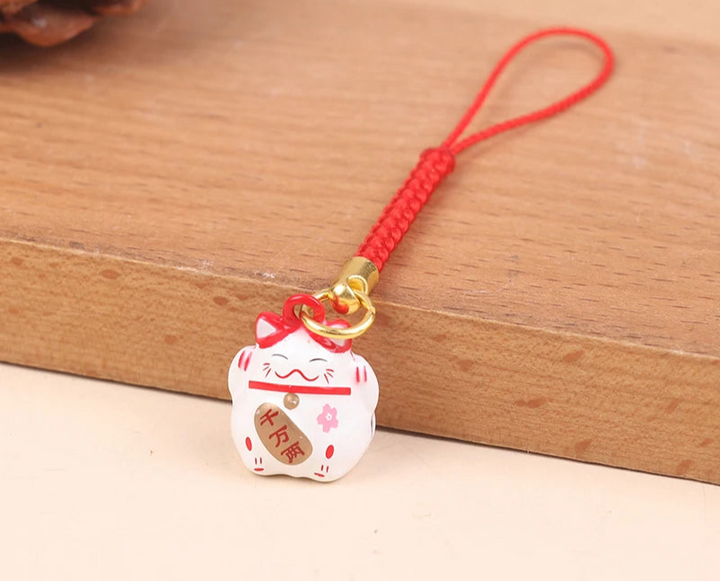 Porte-clef Japonais Maneki Neko Blanc