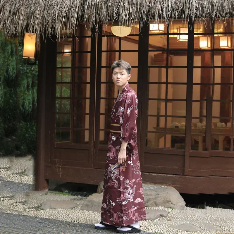 Kimono Homme Marron Élégant