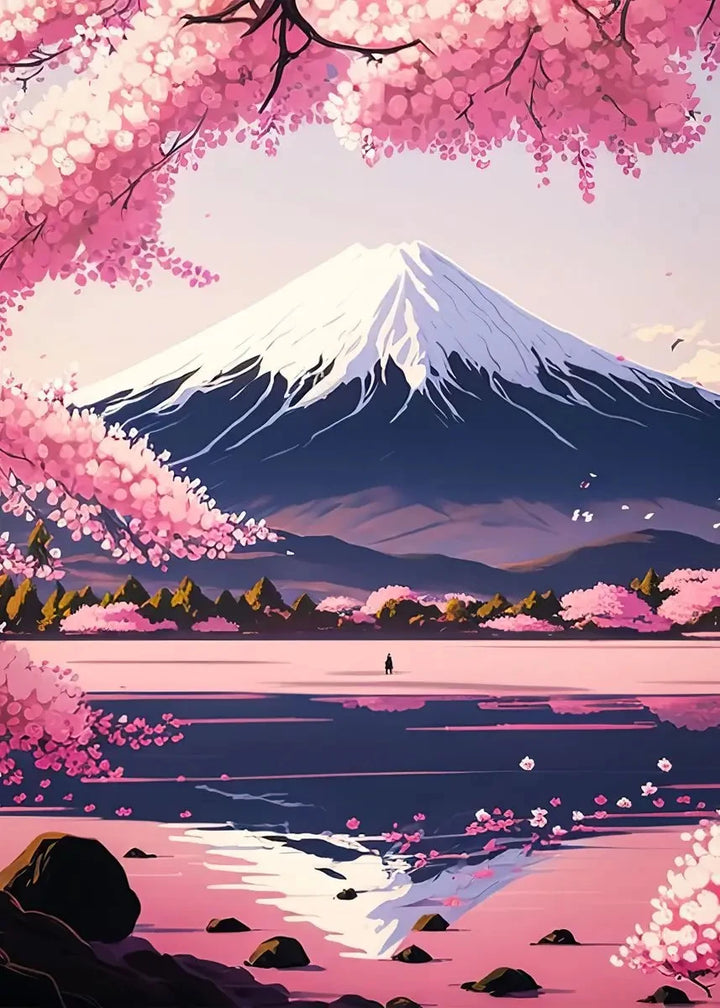 Tableau Japonais Mont Fuji arbre