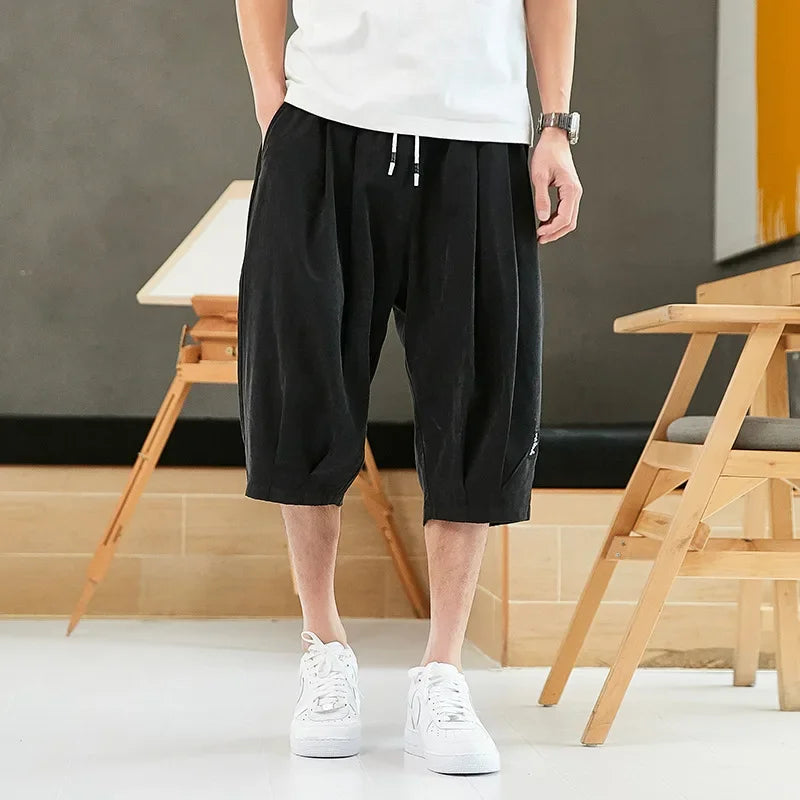 Short Sarouel Japonais Décontracté Noir