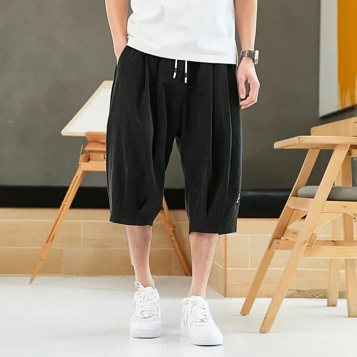 Short Sarouel Japonais Décontracté Noir